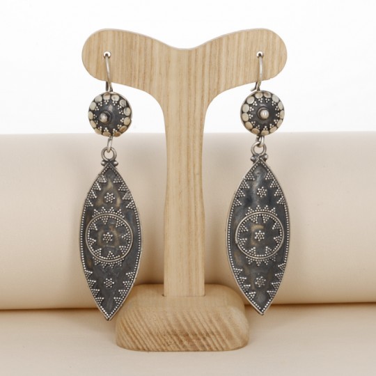 Silver Earrings Rhodowed with Marquise