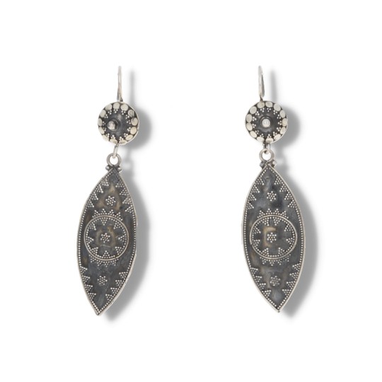 Silver Earrings Rhodowed with Marquise