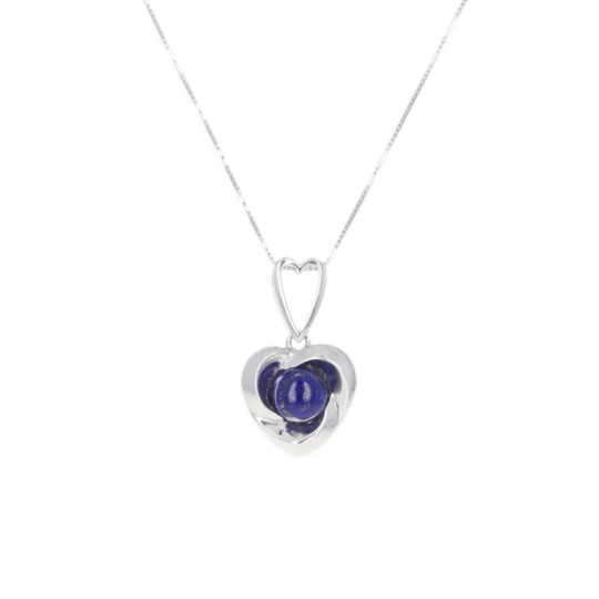 Heart Pendant with Lapis Round