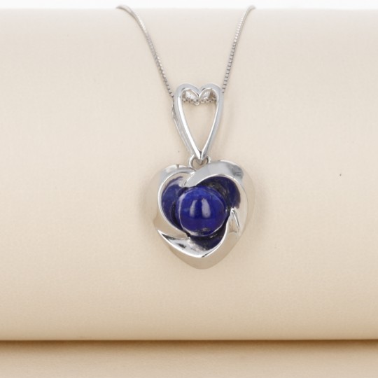 Heart Pendant with Lapis Round