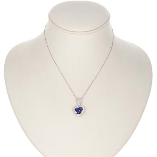 Heart Pendant with Lapis Round