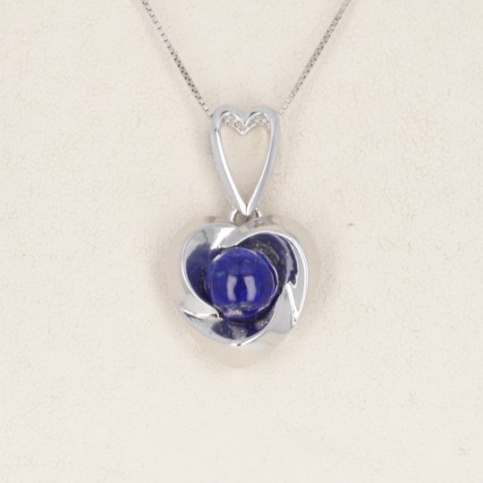 Heart Pendant with Lapis Round