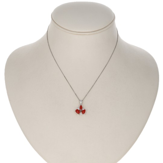 Fantasia Triangle Pendant with Red Coral