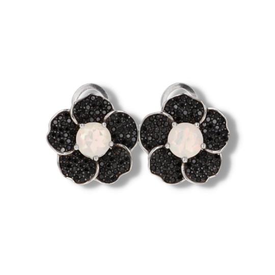 Flower Earrings with Opale Etiope and Pavè di Spinello