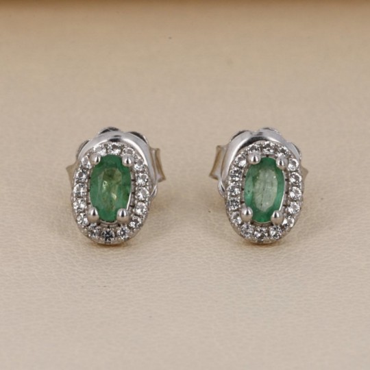 Earrings with Emerald and Topazi Contour