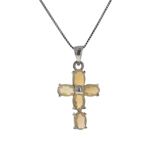 Cross Pendant with Opale Etiope