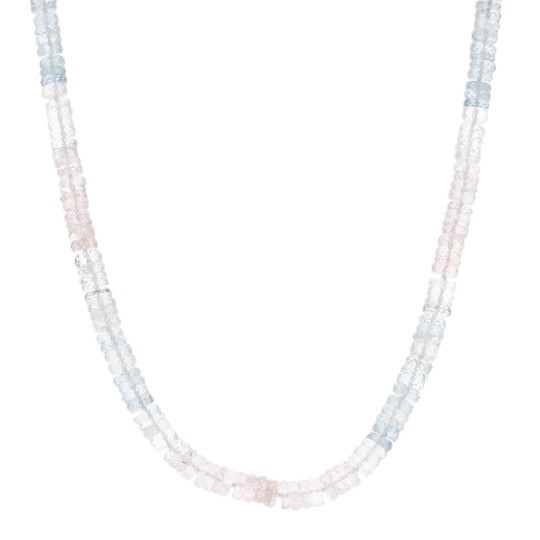 Mehrfarbige Halskette aus Aquamarin und facettiertem Morganit