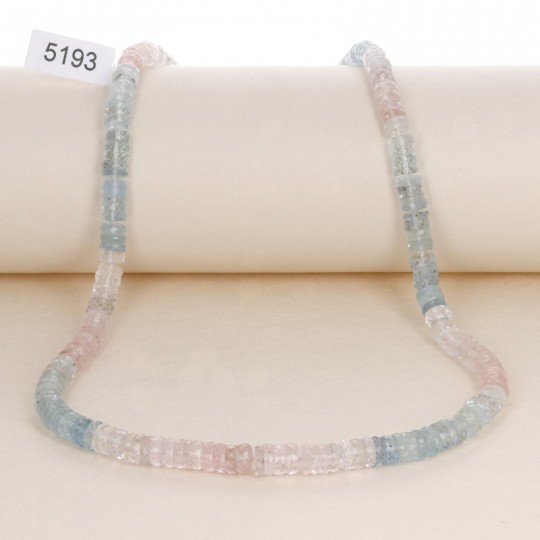 Multi-colored aquamarine necklace with faceted washer