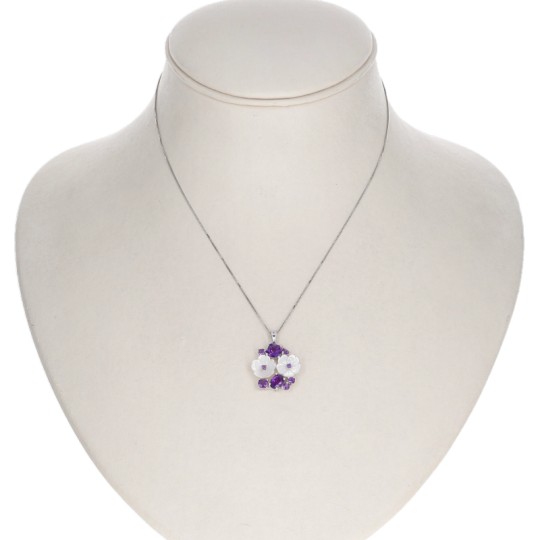 Pendant with Amethyst and Mother of Pearl Flowers