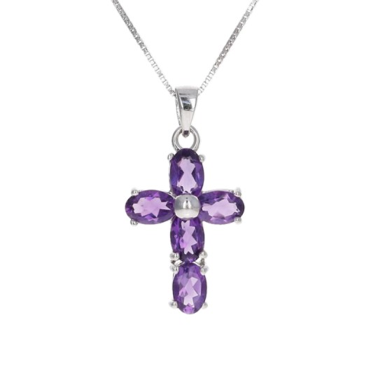 Kreuz Anhänger mit Amethyst