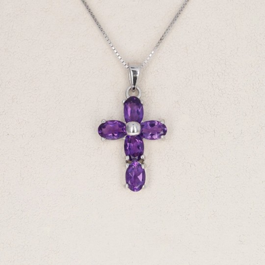 Kreuz Anhänger mit Amethyst