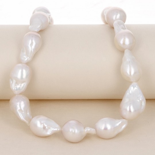 White Baroque Pearl Wire (Fiammate)