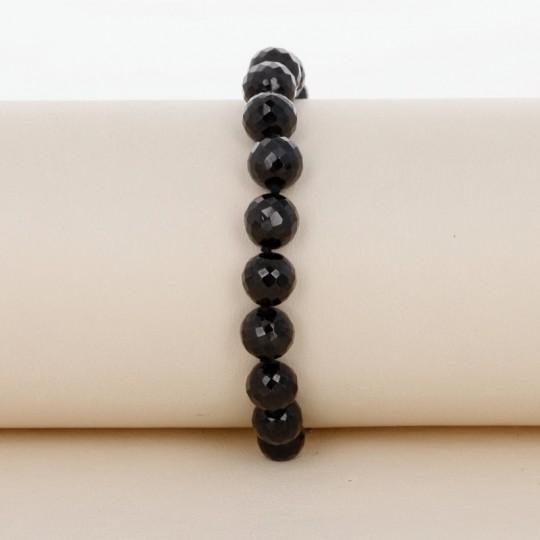 Facettiertes kugelförmiges Armband aus schwarzem Spinell