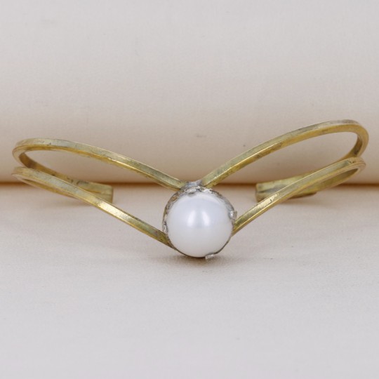 Bracelet Rigid Open with Semiround Pearl