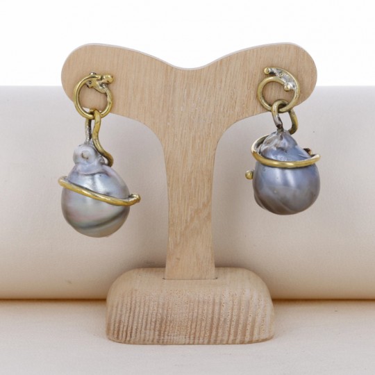Ohrringe in Bronze mit Tahiti Pearls