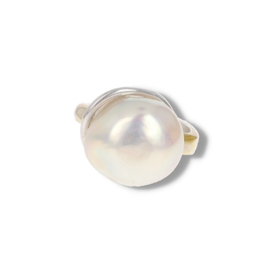 Adjustable Ring with Baroque White Pearl