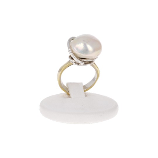 Adjustable Ring with Baroque White Pearl