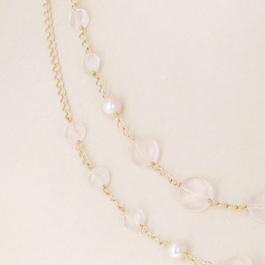 Chanel with Rose Quartz and Potatoes Pearls