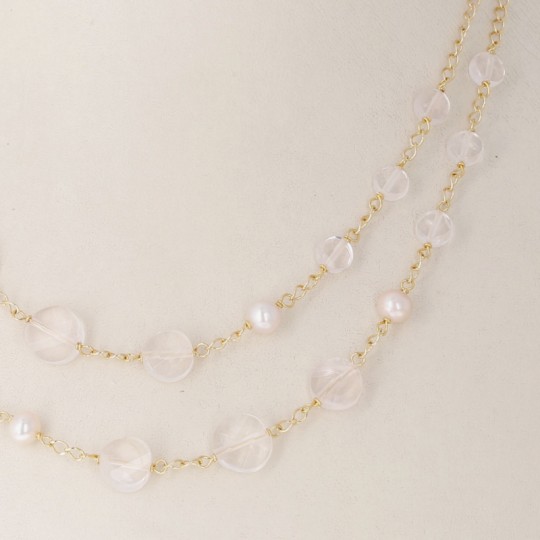 Chanel with Rose Quartz and Potatoes Pearls