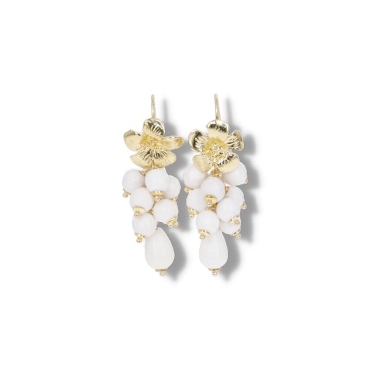 Earrings in Agata Bianca with Ago Vittoriano in Fiore