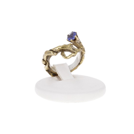 Anello Aperto in Bronzo con Tanzanite Rotonda