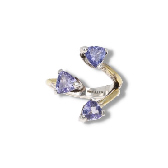 Trilogy Ring with Tanzanite Stones