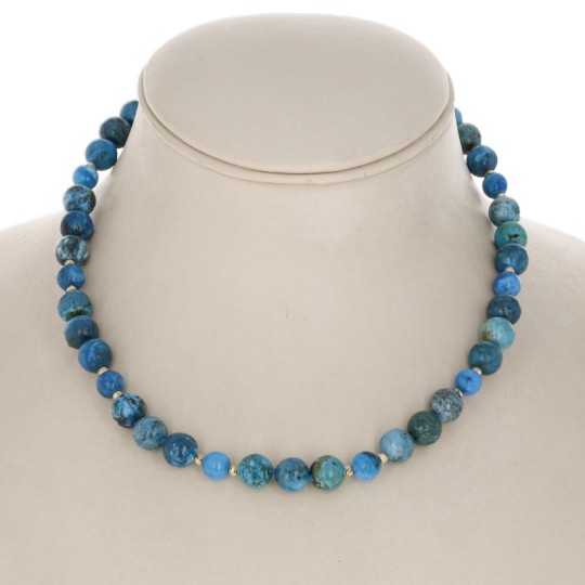 Round neck necklace with Blue Spherical Opal