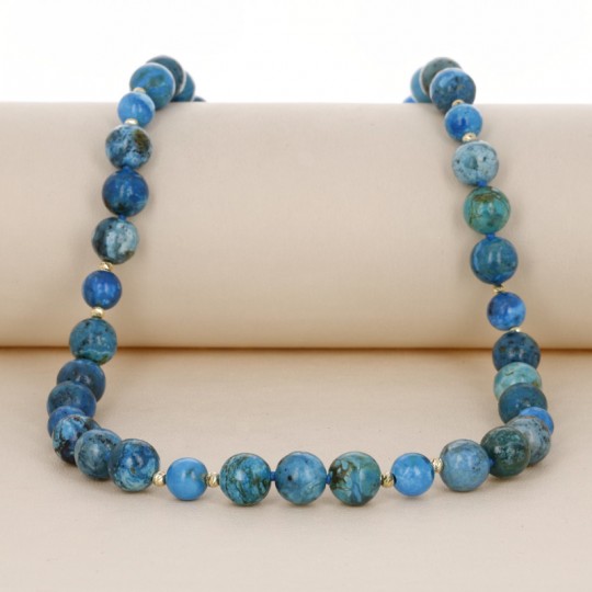 Round neck necklace with Blue Spherical Opal