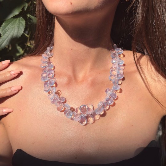 Necklace of Quartz Lavender in Goccia