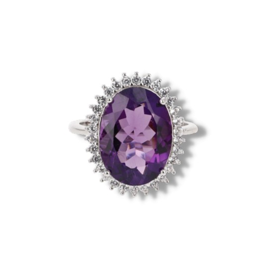 Ring mit ovalem Amethystquarz