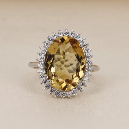 Ring with Natural Citrine Quartz