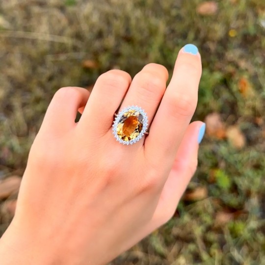 Ring with Natural Citrine Quartz