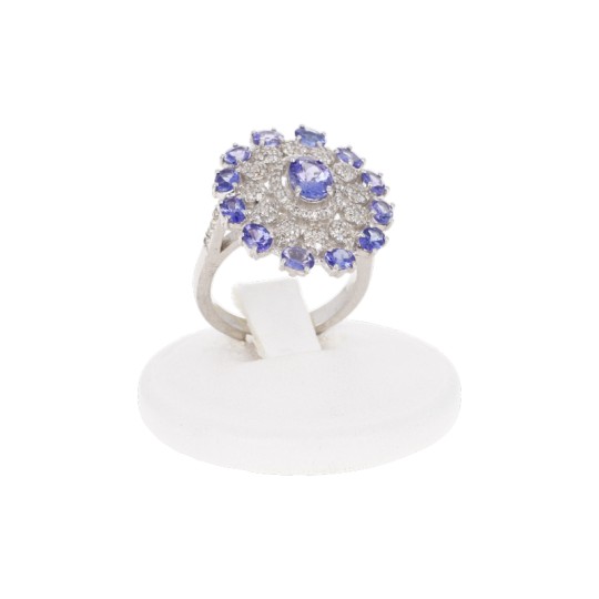 Ring with Tanzanite and White Diamonds