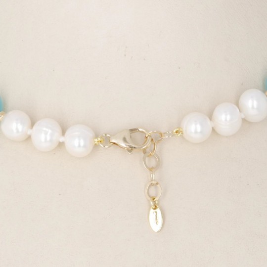 Halskette mit Amazonit und Perlen