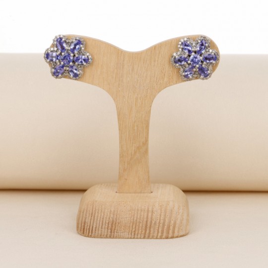 Flower Earrings with Tanzanite and Diamonds