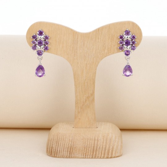 Schildmodell-Ohrringe mit Amethyst