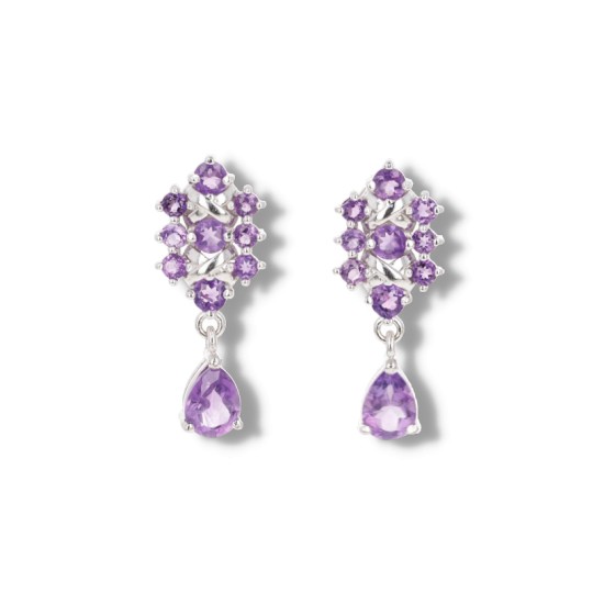 Schildmodell-Ohrringe mit Amethyst