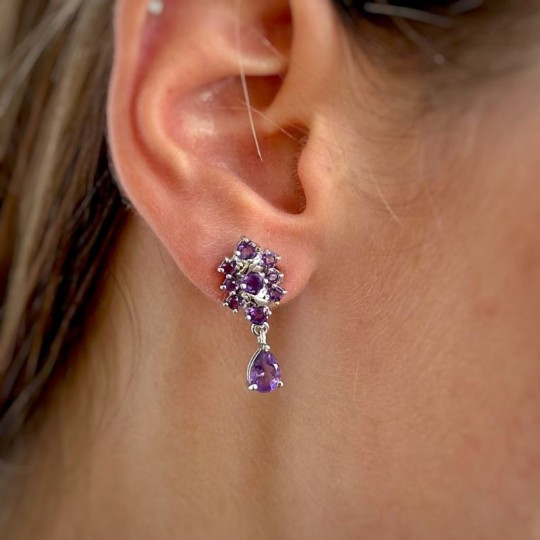 Schildmodell-Ohrringe mit Amethyst