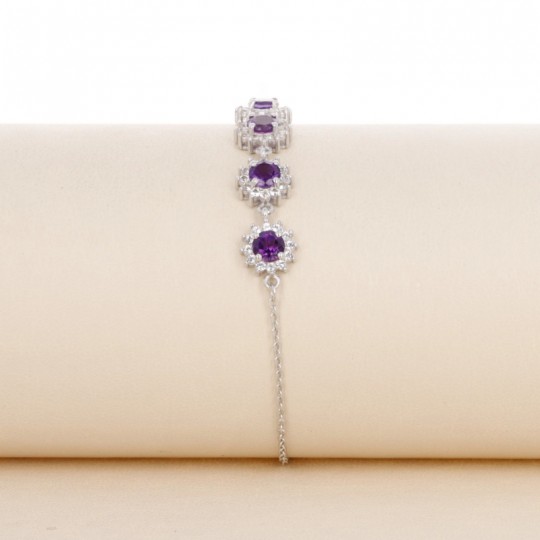 Armband mit fünf Amethyststeinen