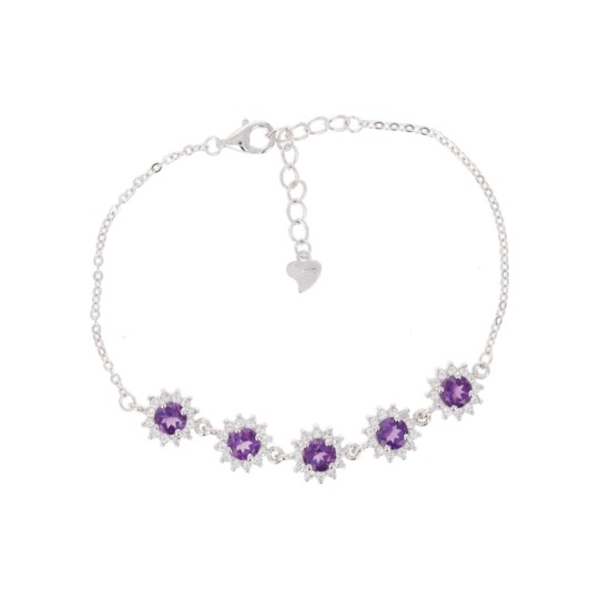 Armband mit fünf Amethyststeinen