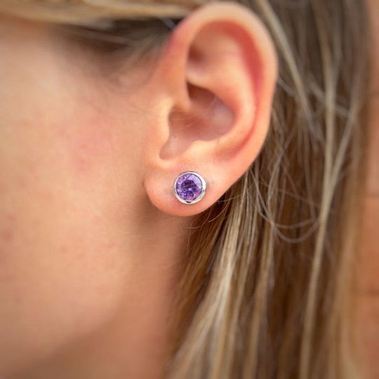 Ohrringe in Lobo mit Amethyst und Castone