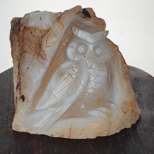 Sculpture Owl on Agata Grezza