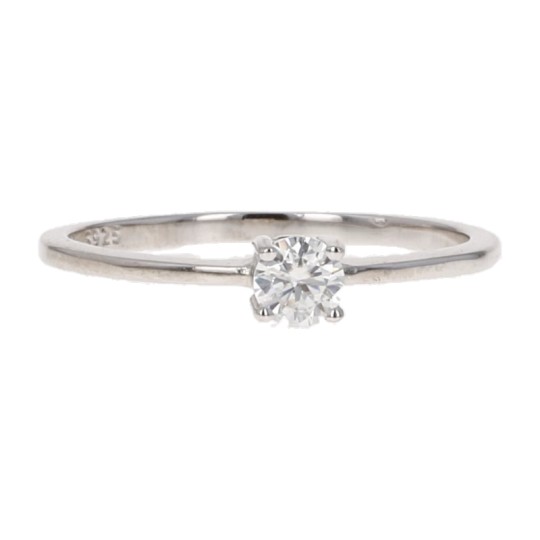 Silver 925‰ Solitary Ring with Synthetic Moissanite