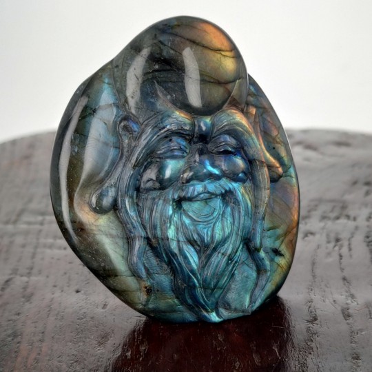 Escultura Antiguo sabio chino en Labradorite