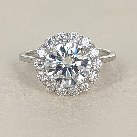 Round Flower Ring with Synthetic Moissanite