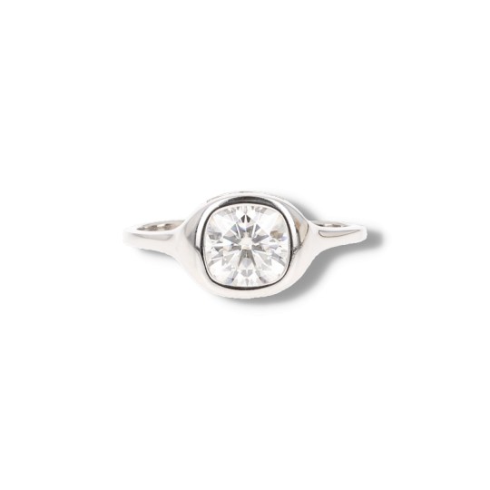 Ring with Moissanite Synthetic Bearing Square