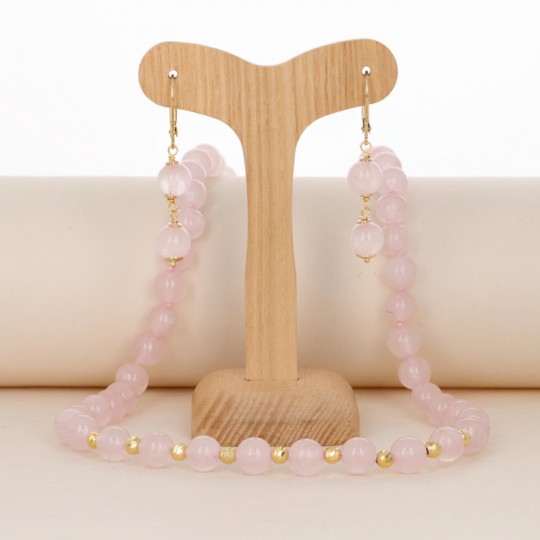 Necklace and Earrings of Rose Quartz