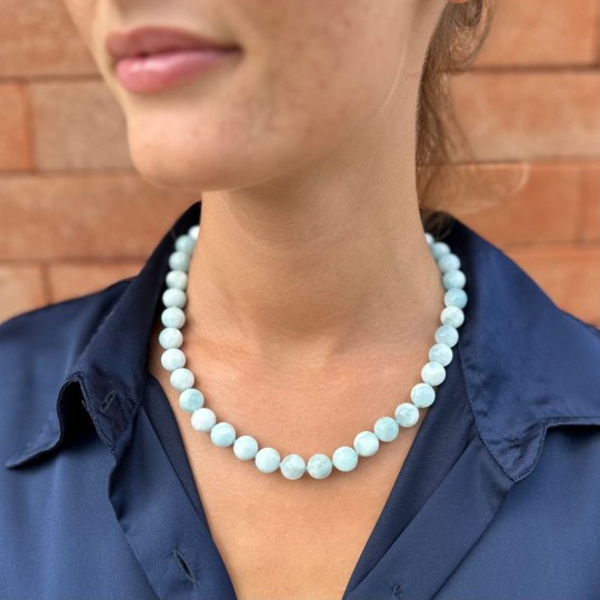 Necklace Crew neck of Aragonite Azzurra