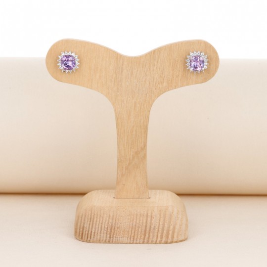 Earrings with Square Bearing Amethyst