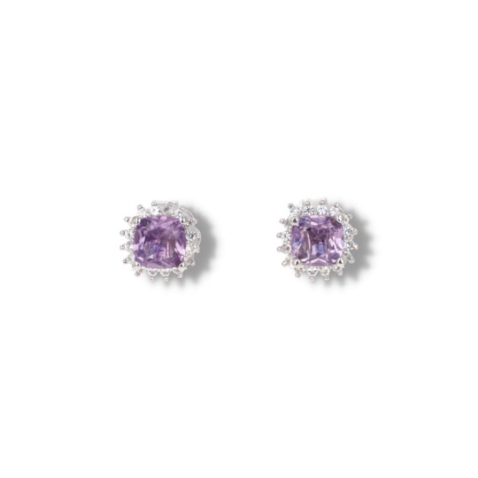 Earrings with Square Bearing Amethyst